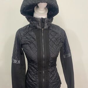 Athleta Black Hooded Puffer Jacket Size XXS